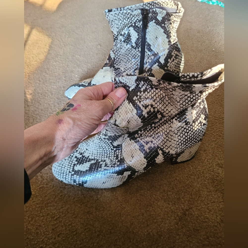 Never Worn. Faux Python, Snake Bootie. Side Zip. - image 4